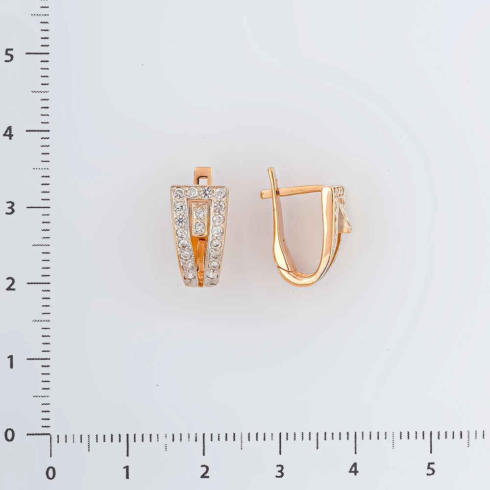 Серьги с фианитом из красного золота 585 пробы