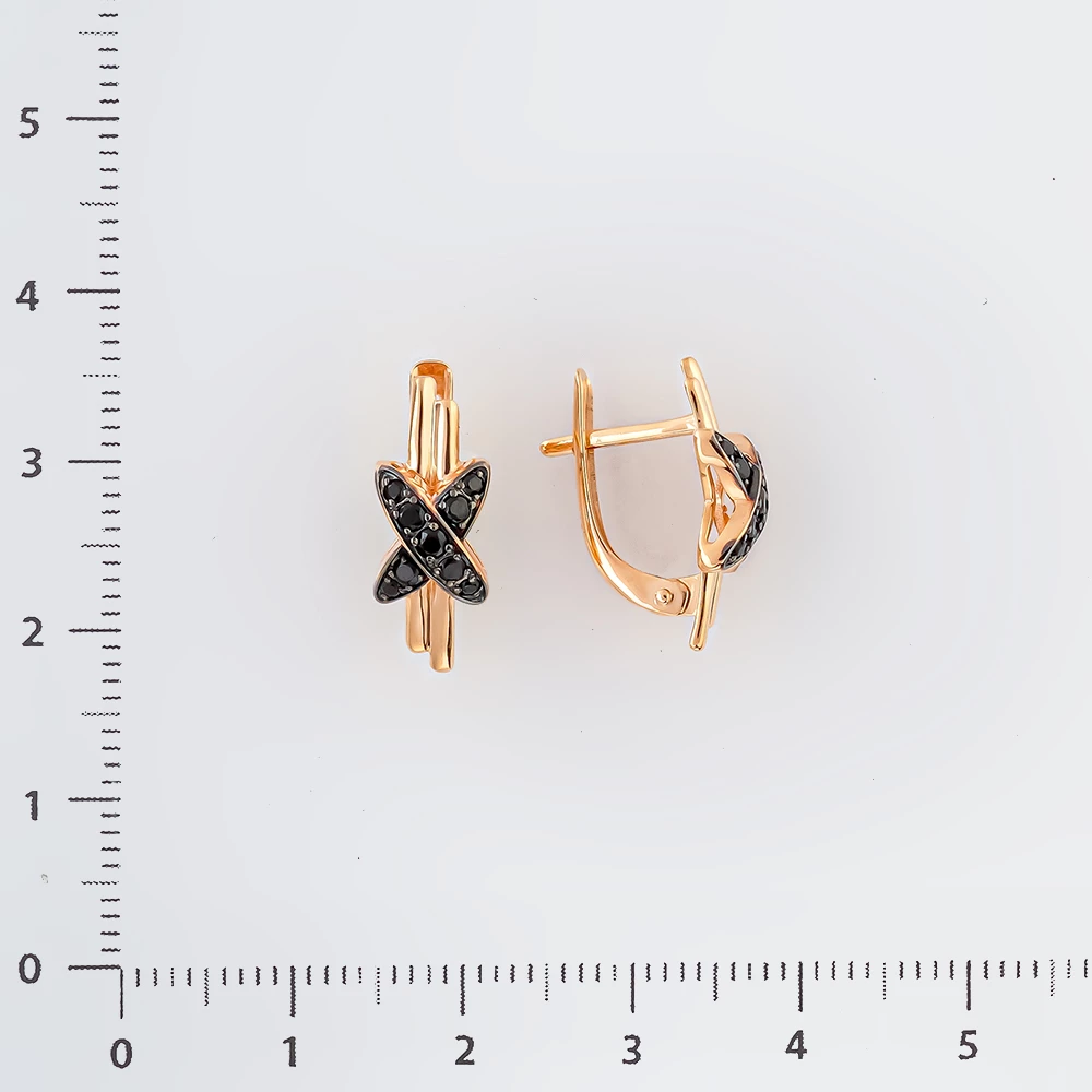 Серьги с фианитом из красного золота 585 пробы