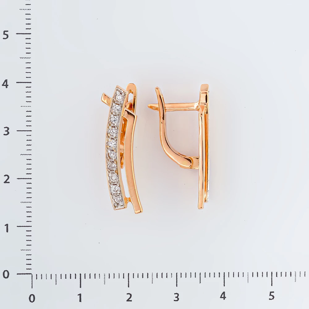 Серьги с фианитом из красного золота 585 пробы