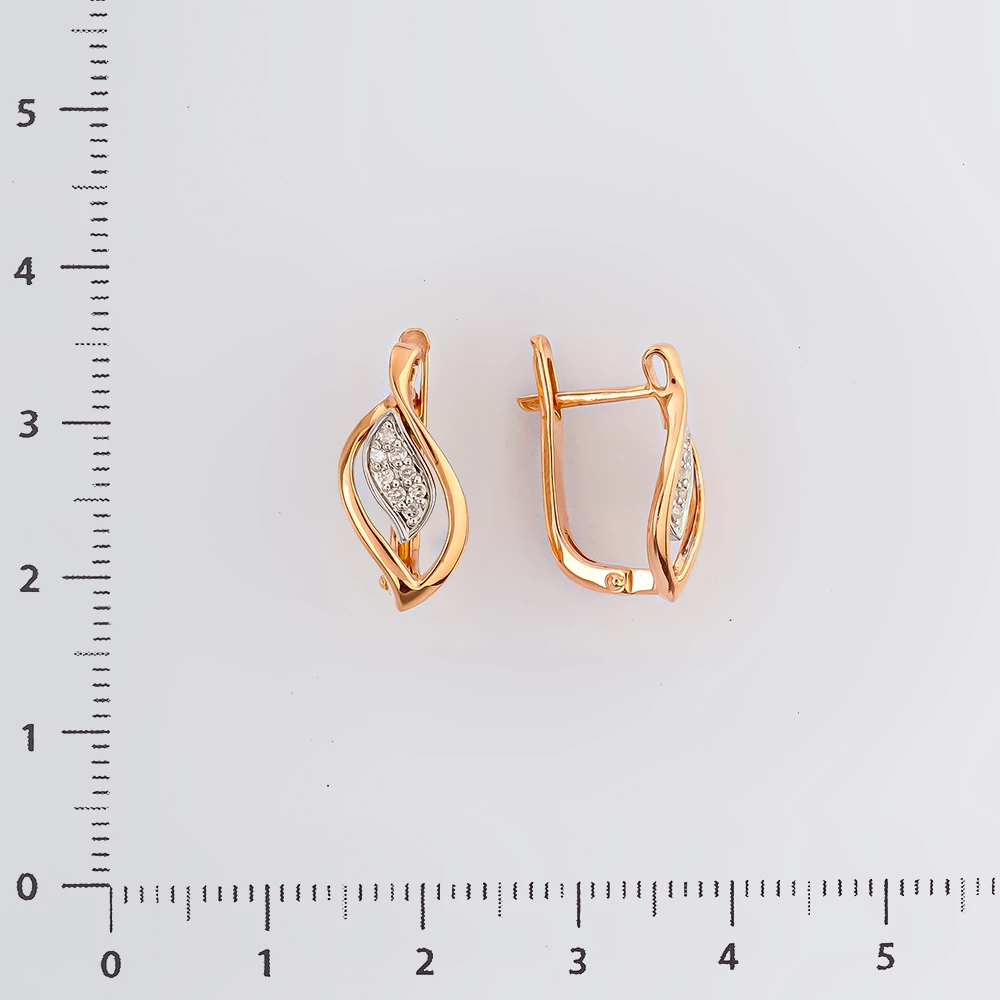 Серьги с бриллиантом из красного золота 585 пробы