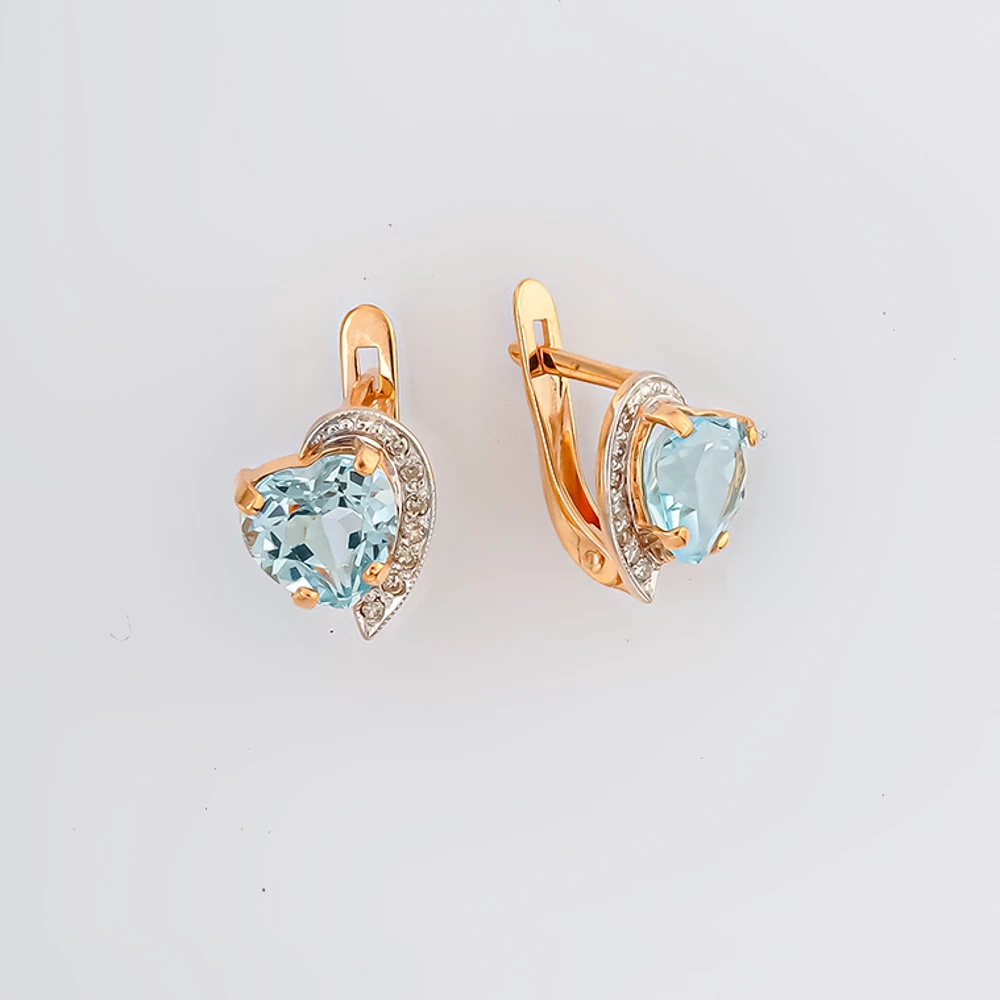 Серьги с топазом из красного золота 585 пробы