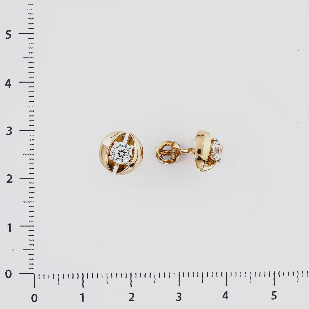Серьги с фианитом из красного золота 585 пробы