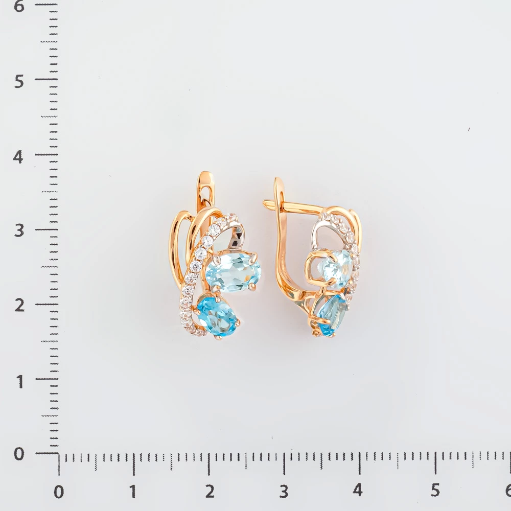 Серьги с топазом из красного золота 585 пробы