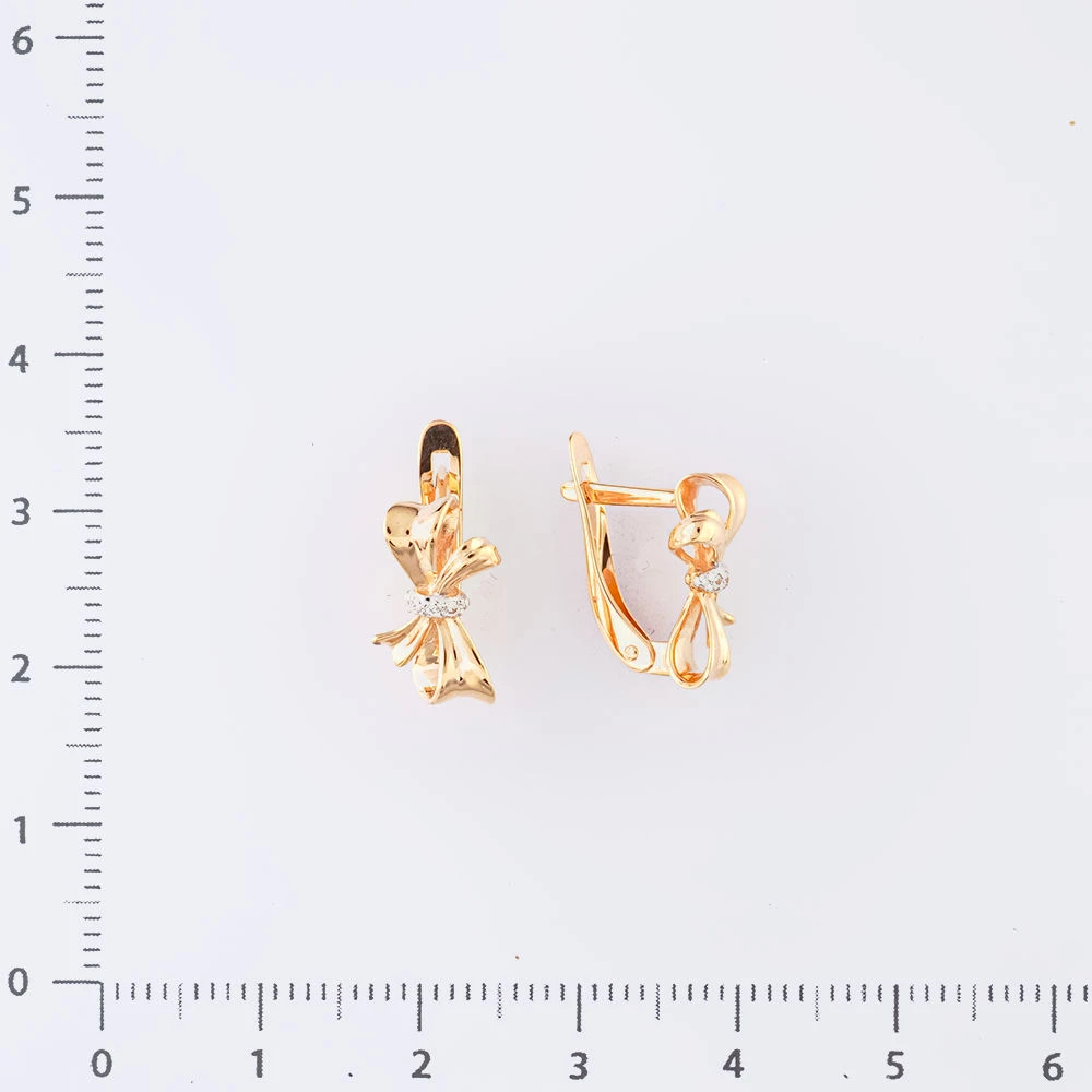 Серьги с фианитом из красного золота 585 пробы