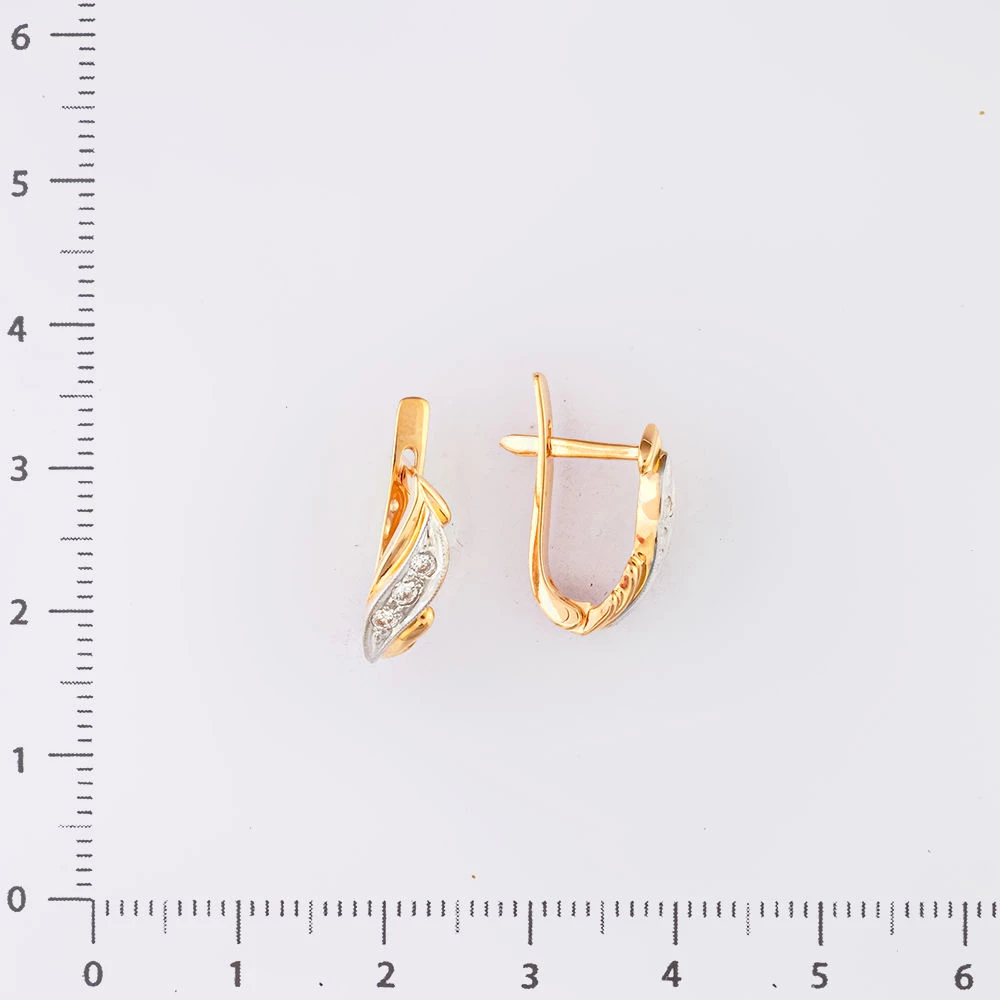 Серьги с фианитом из красного золота 585 пробы
