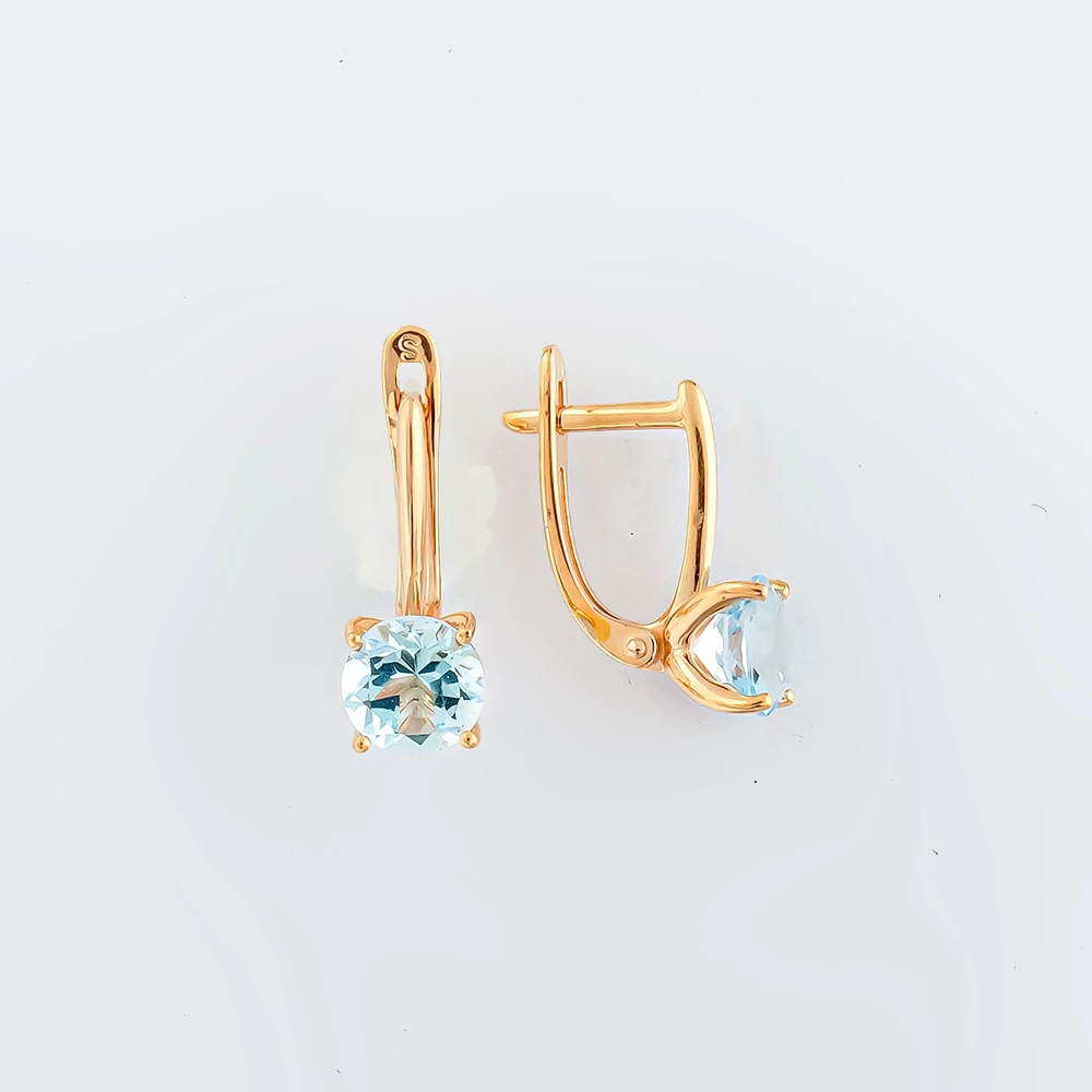 Серьги с топазом из красного золота 585 пробы