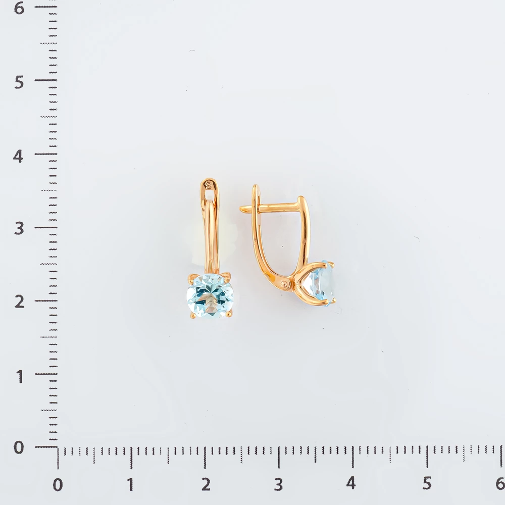 Серьги с топазом из красного золота 585 пробы