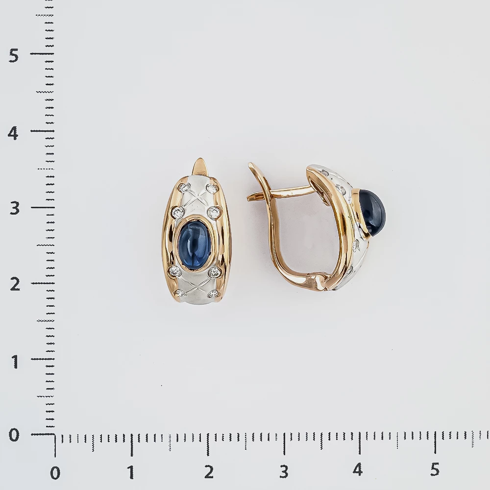 Серьги с сапфиром синтетическим из красного золота 585 пробы