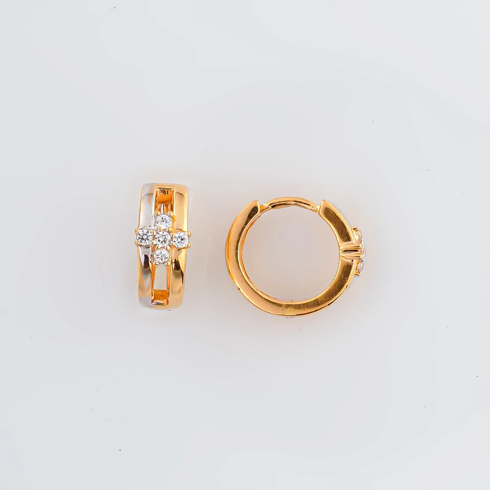 Серьги с фианитом из красного золота 585 пробы