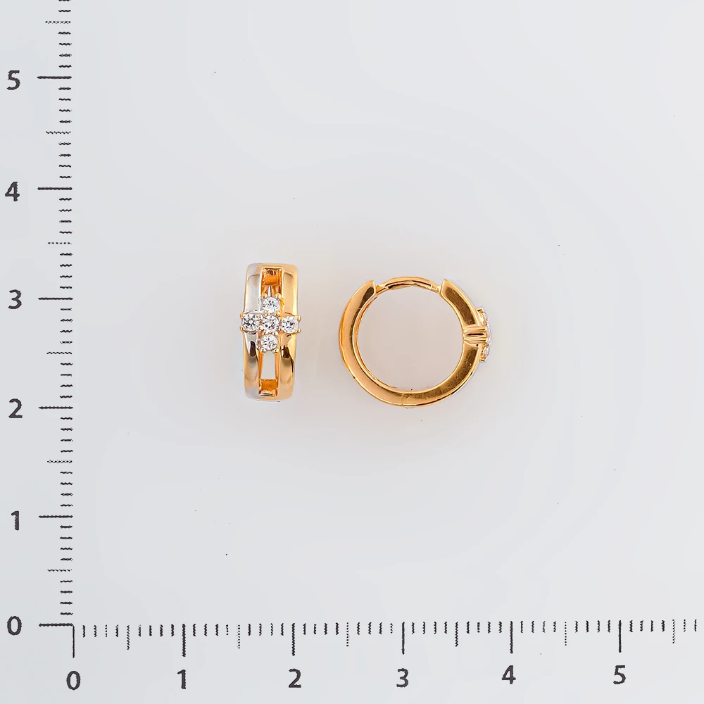 Серьги с фианитом из красного золота 585 пробы