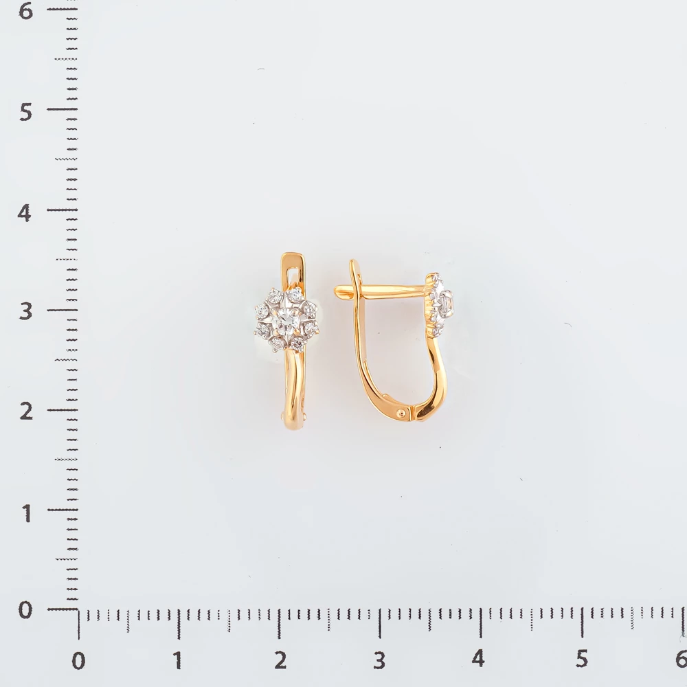 Серьги с фианитом из красного золота 585 пробы