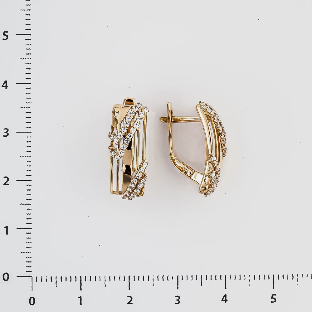 Серьги с фианитом из красного золота 585 пробы