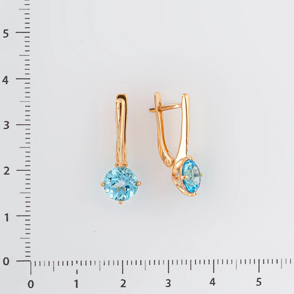 Серьги с топазом из красного золота 585 пробы