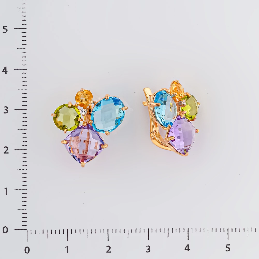 Серьги с аметистом из красного золота 585 пробы