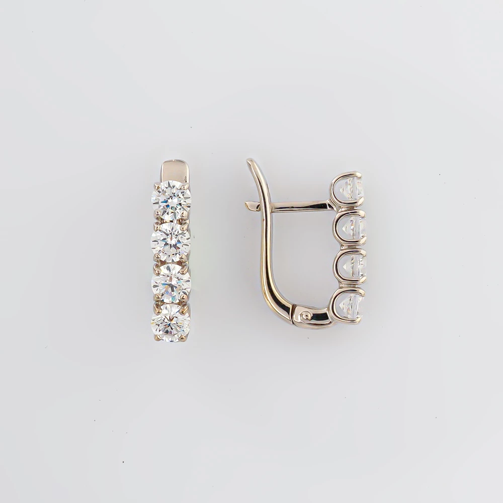 Серьги с фианитом из белого золота 585 пробы