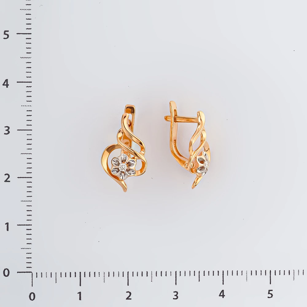 Серьги с бриллиантом из красного золота 585 пробы