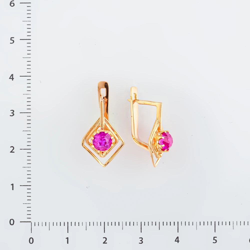 Серьги с фианитом из красного золота 583 пробы