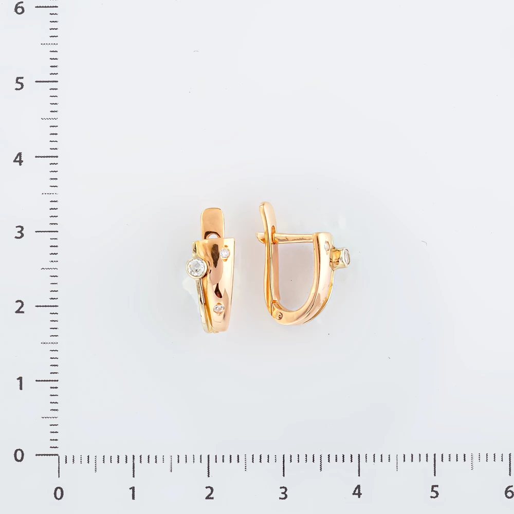 Серьги с фианитом из красного золота 585 пробы