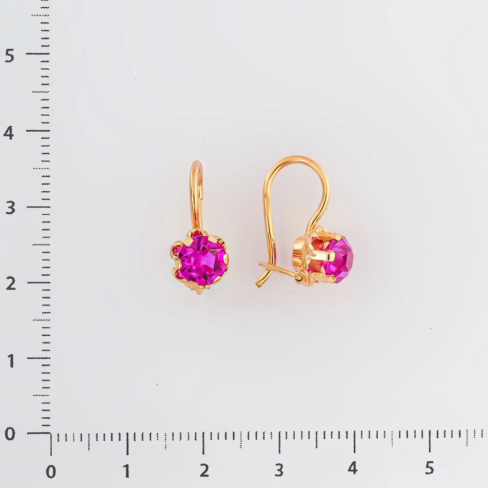 Серьги с фианитом из красного золота 583 пробы