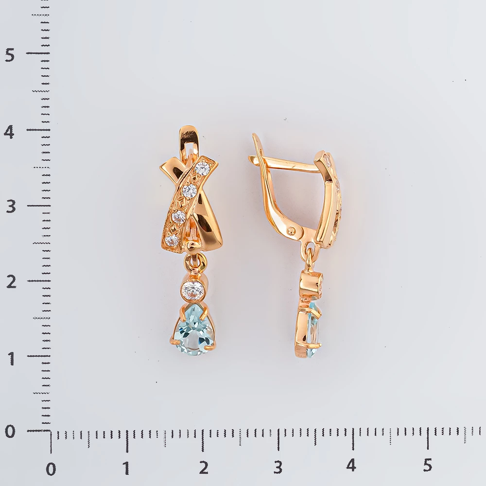 Серьги с топазом из красного золота 585 пробы
