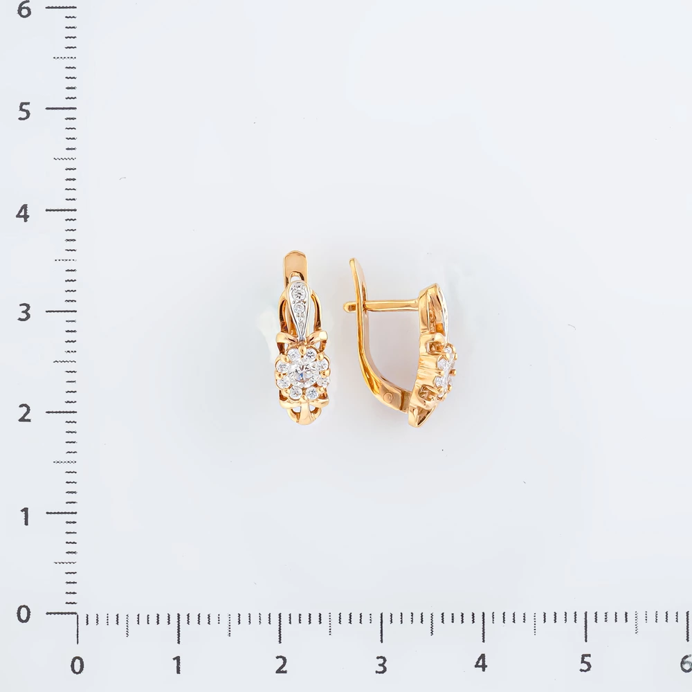 Серьги с фианитом из красного золота 375 пробы