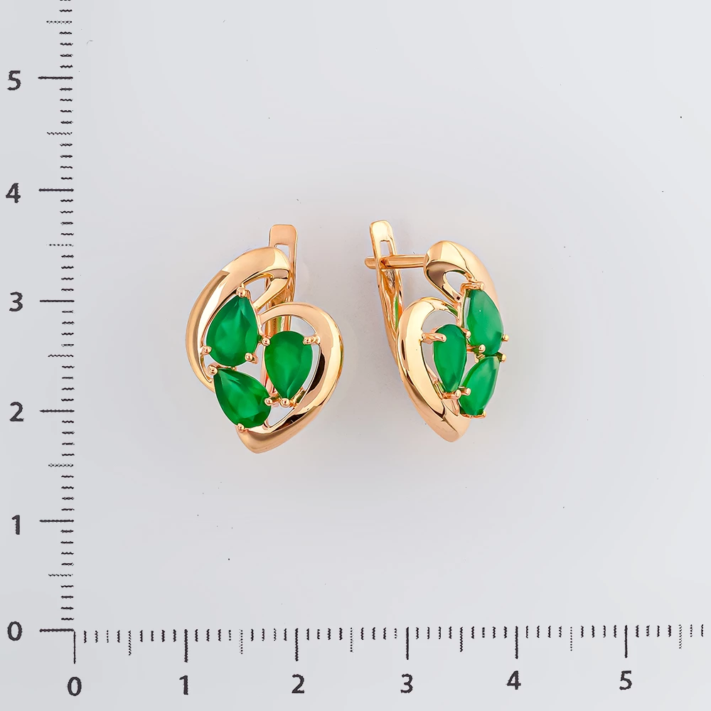 Серьги с агатом из красного золота 585 пробы