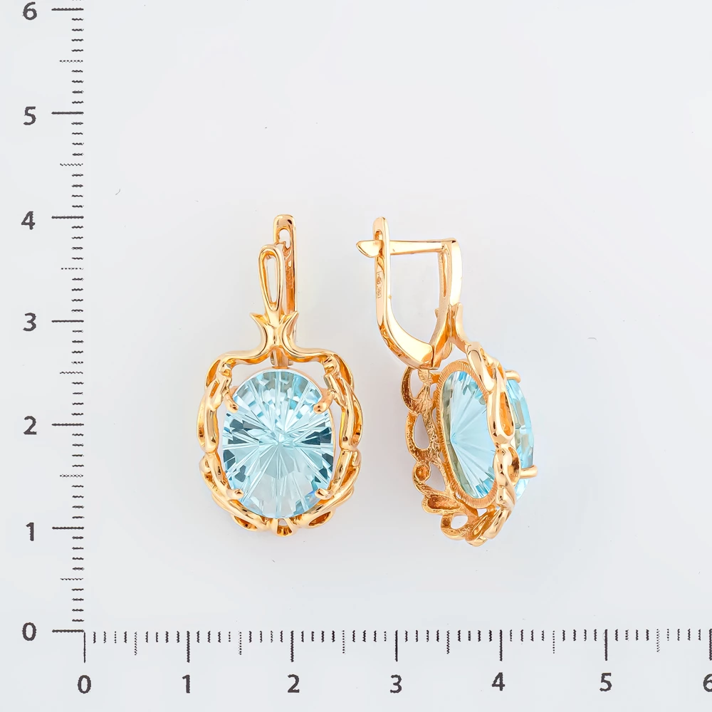 Серьги с топазом из красного золота 585 пробы