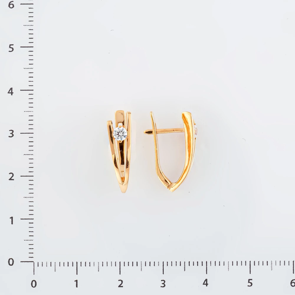 Серьги с фианитом из белого золота 585 пробы