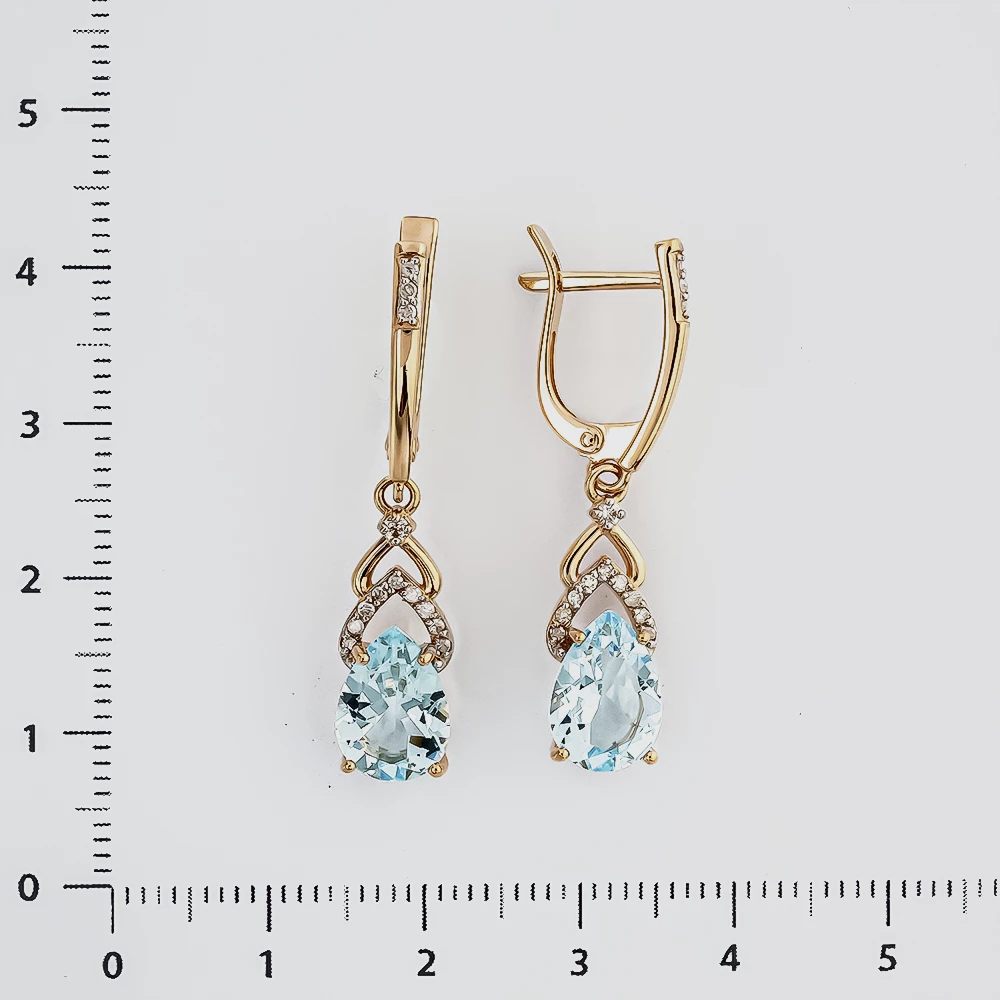 Серьги с топазом из красного золота 585 пробы