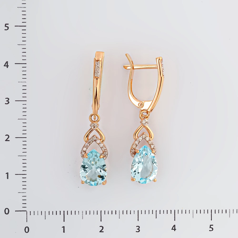 Серьги с топазом из красного золота 585 пробы