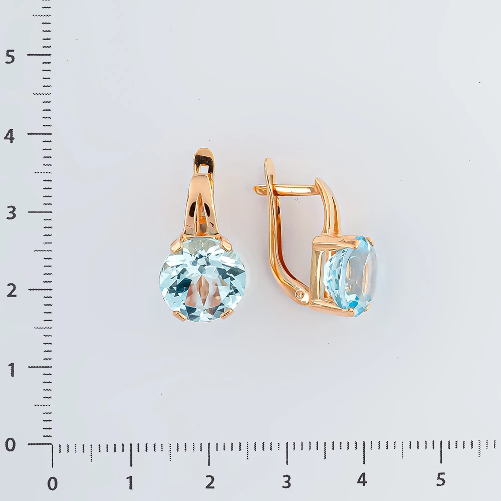 Серьги с топазом из красного золота 585 пробы