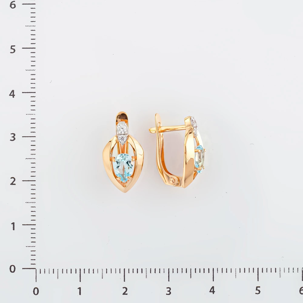 Серьги с топазом из красного золота 585 пробы