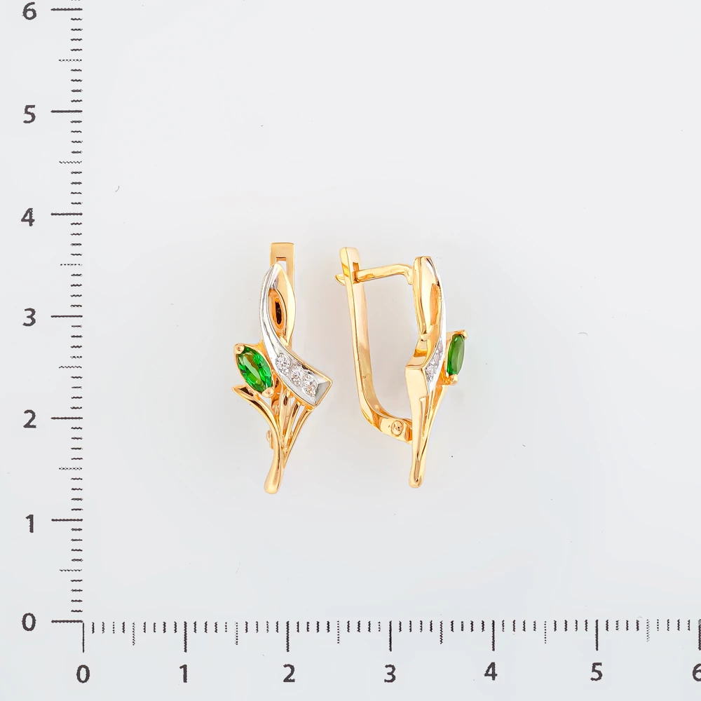 Серьги с фианитом из красного золота 585 пробы