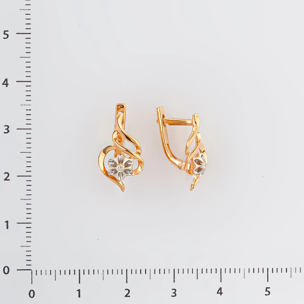 Серьги с бриллиантом из красного золота 585 пробы
