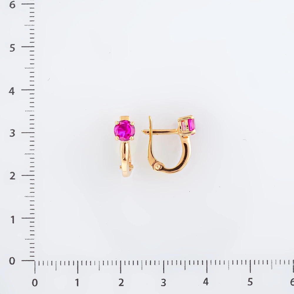 Серьги с фианитом из красного золота 585 пробы