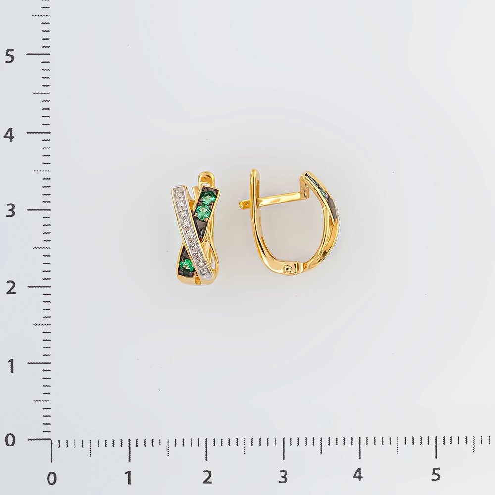 Серьги с изумрудом из желтого золота 585 пробы