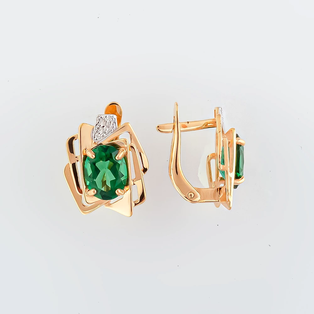 Серьги с ситаллом из красного золота 585 пробы
