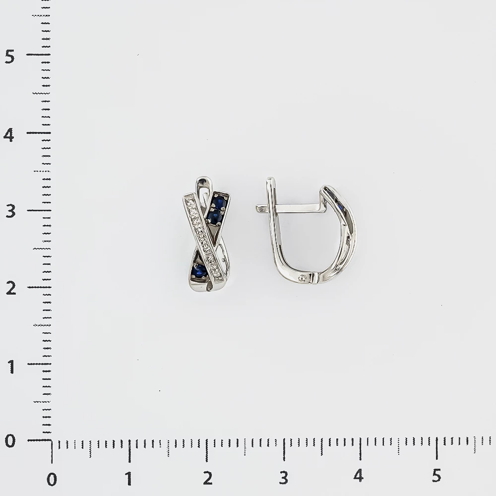 Серьги с сапфиром из белого золота 585 пробы