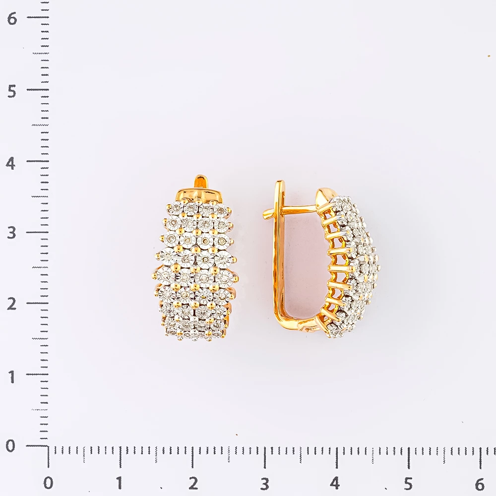Серьги с бриллиантом из красного золота 585 пробы