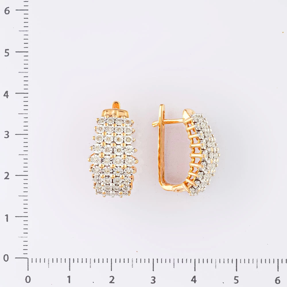 Серьги с бриллиантом из красного золота 585 пробы