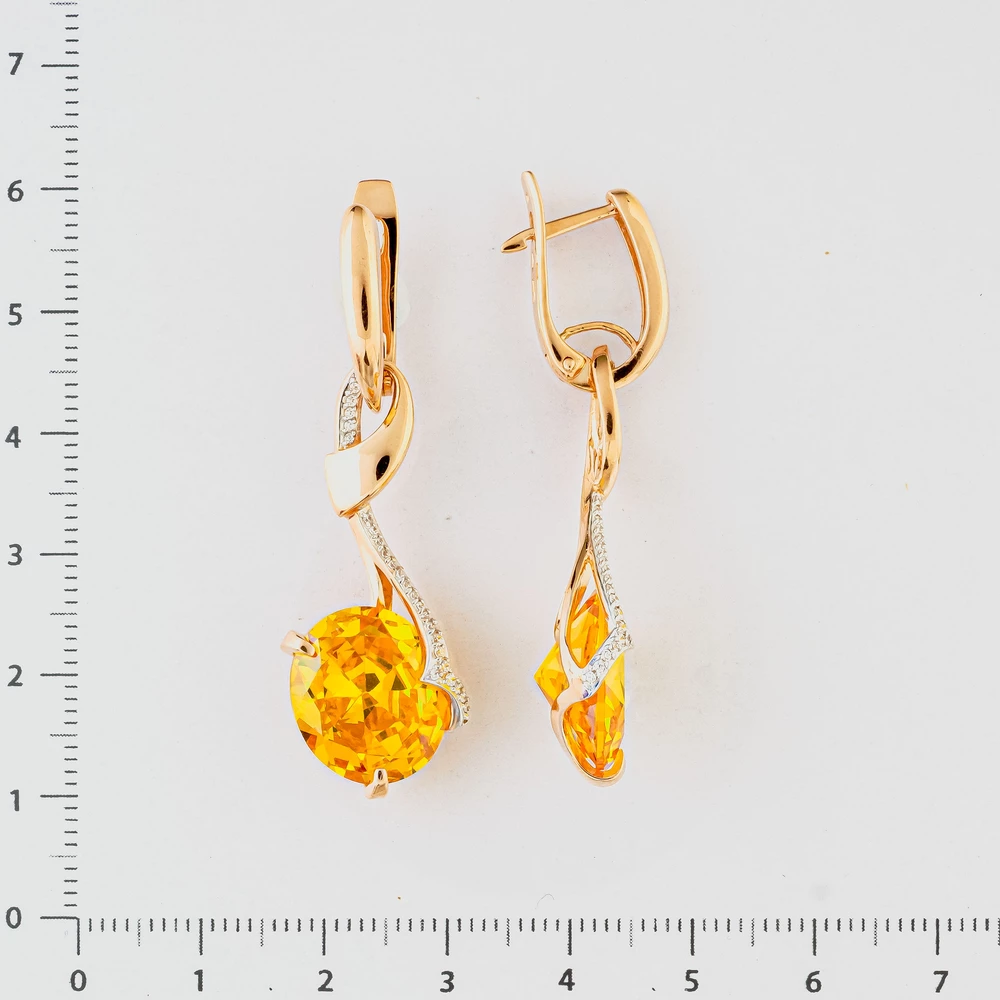 Серьги с ситаллом из красного золота 585 пробы