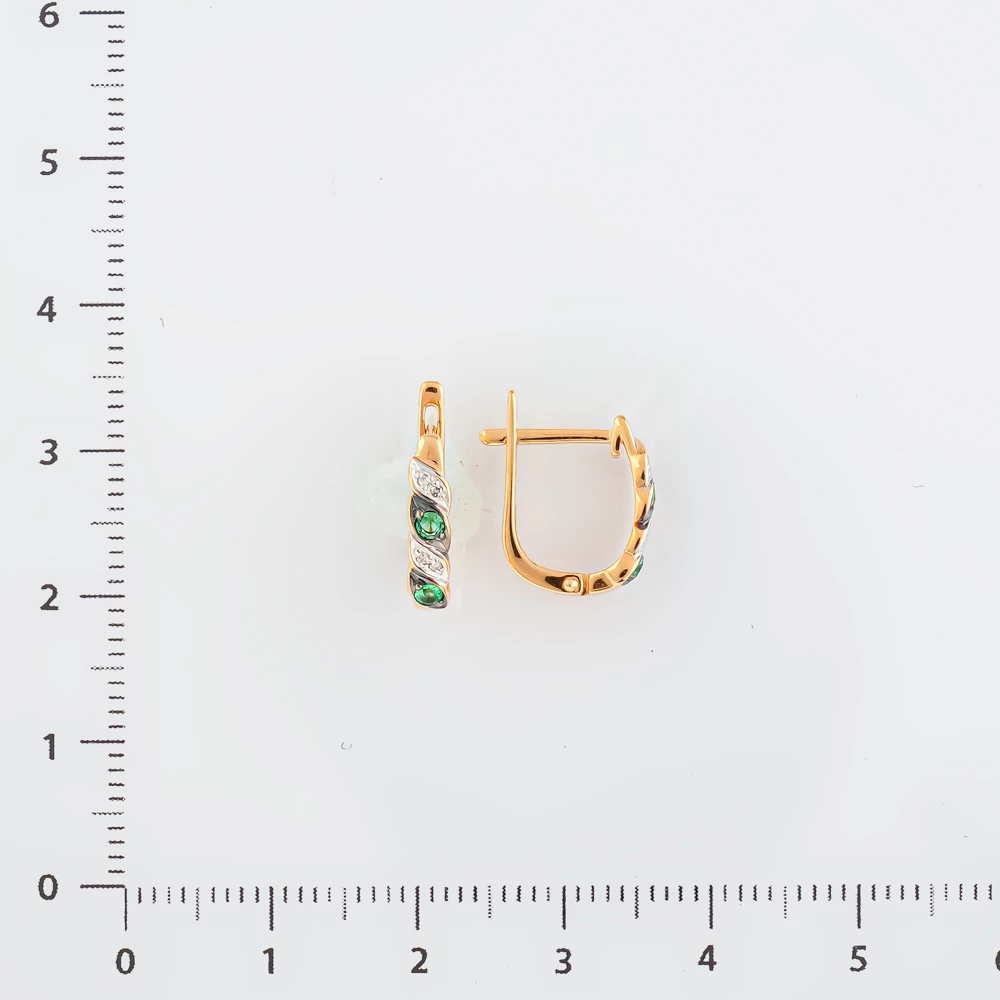 Серьги с изумрудом из красного золота 585 пробы