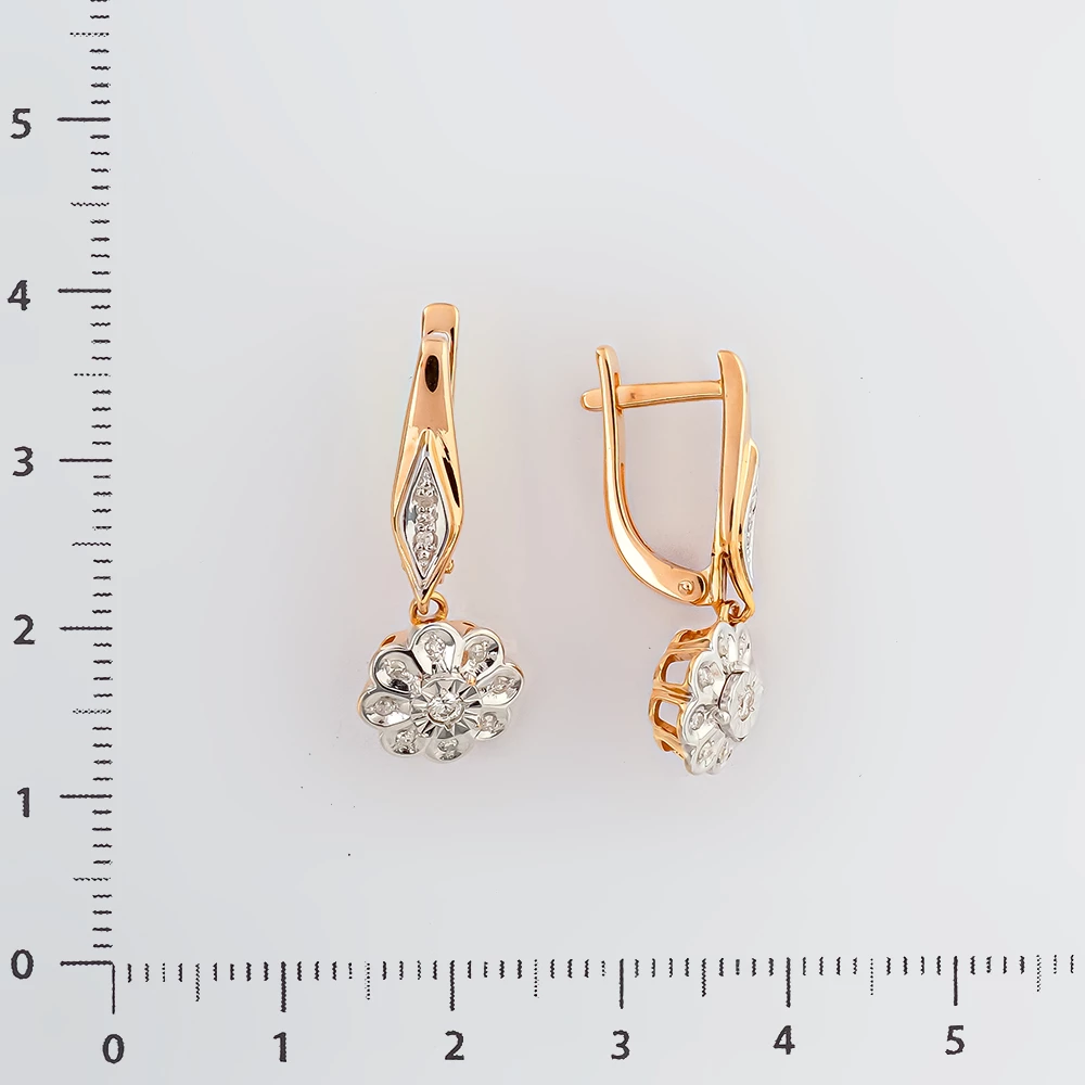 Серьги с бриллиантом из красного золота 585 пробы
