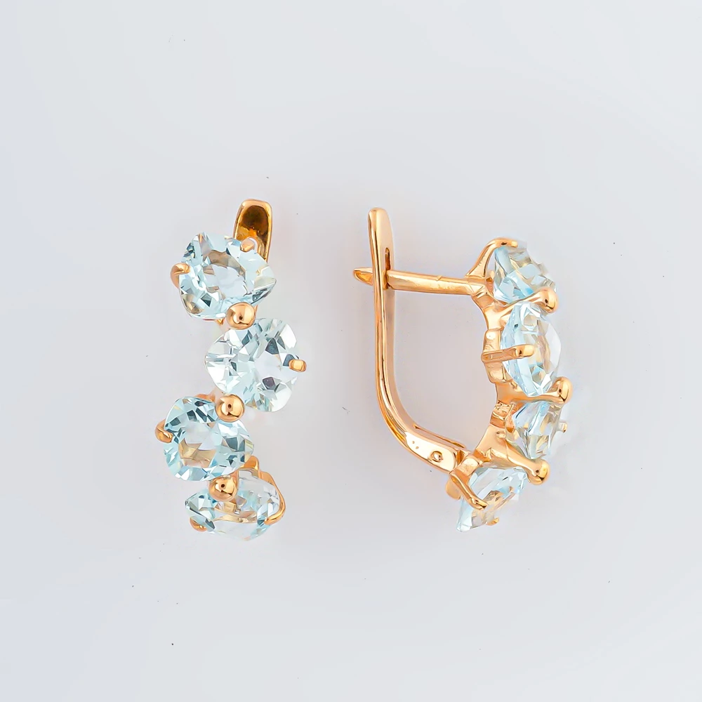 Серьги с топазом из красного золота 585 пробы