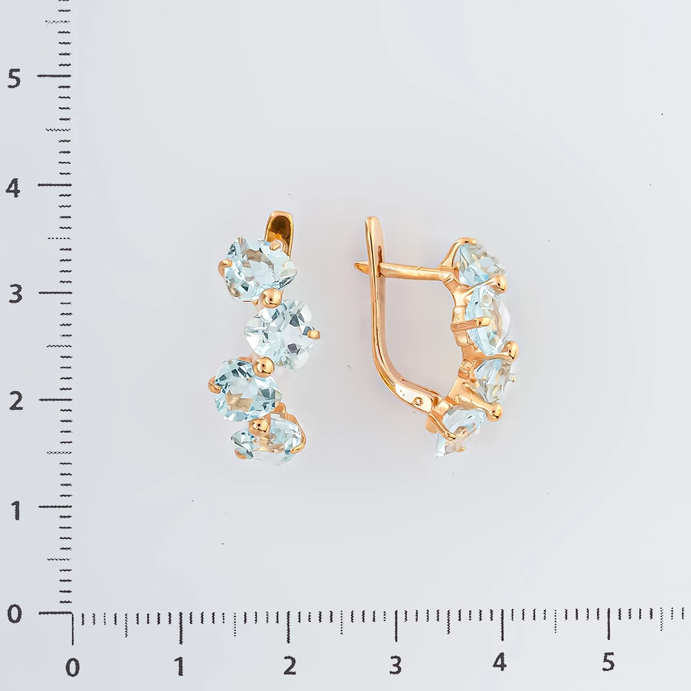 Серьги с топазом из красного золота 585 пробы