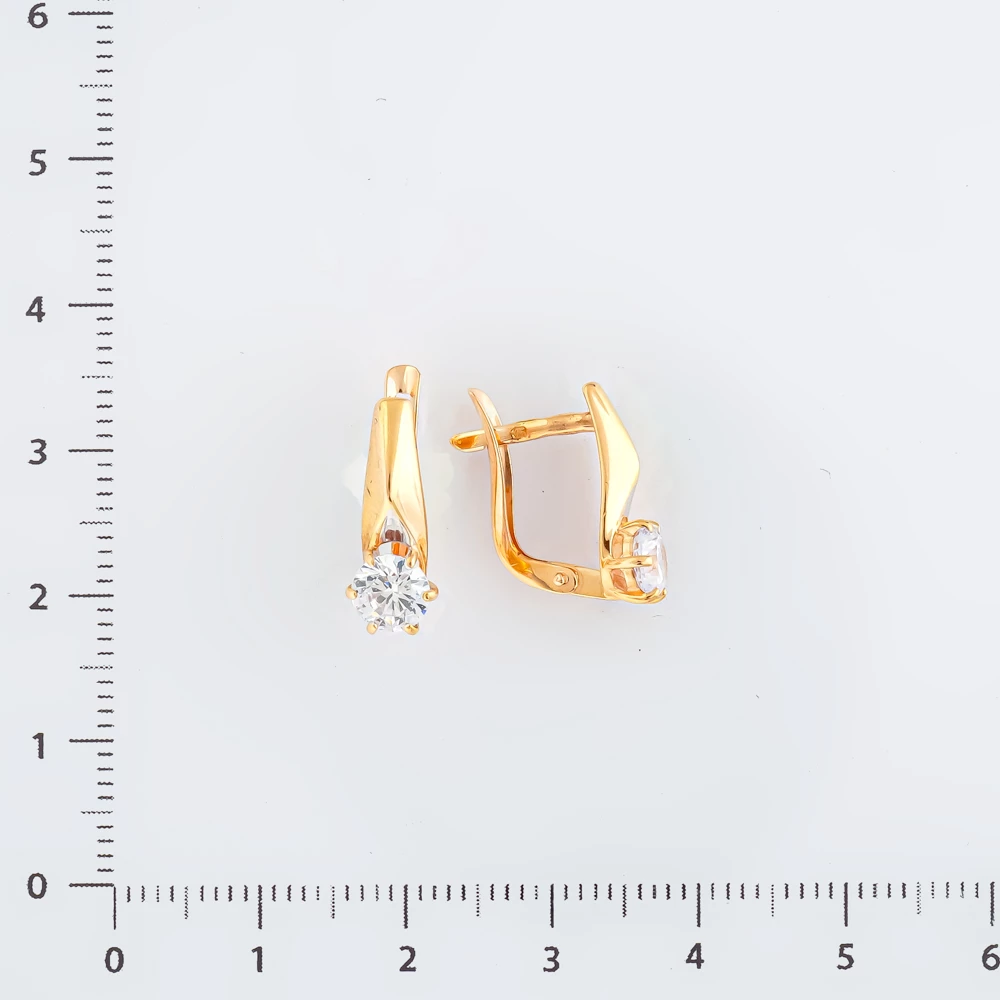 Серьги с фианитом из красного золота 585 пробы