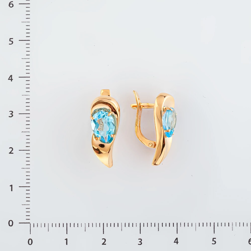 Серьги с топазом из красного золота 585 пробы