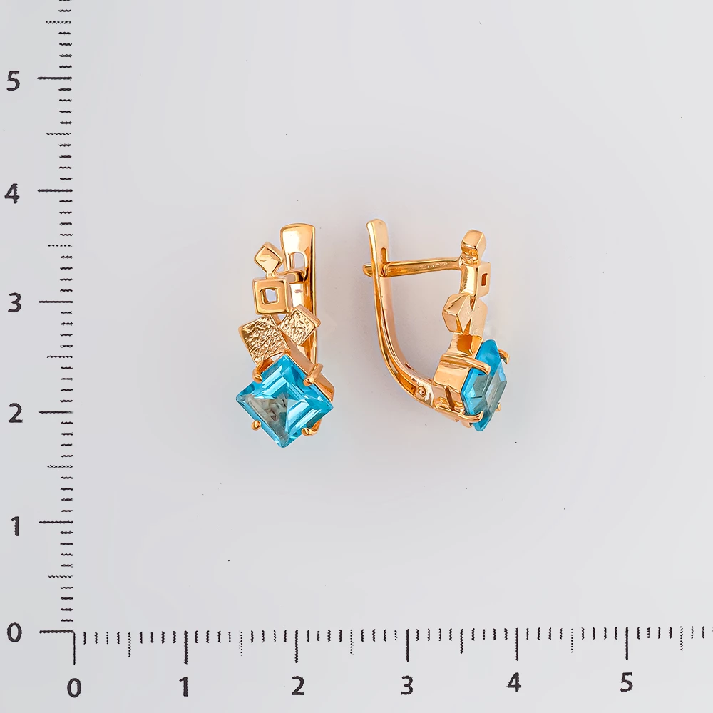 Серьги с топазом из красного золота 585 пробы
