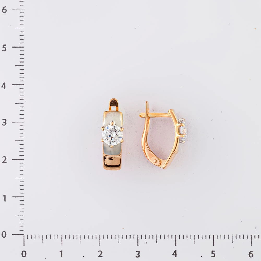 Серьги с фианитом из красного золота 585 пробы