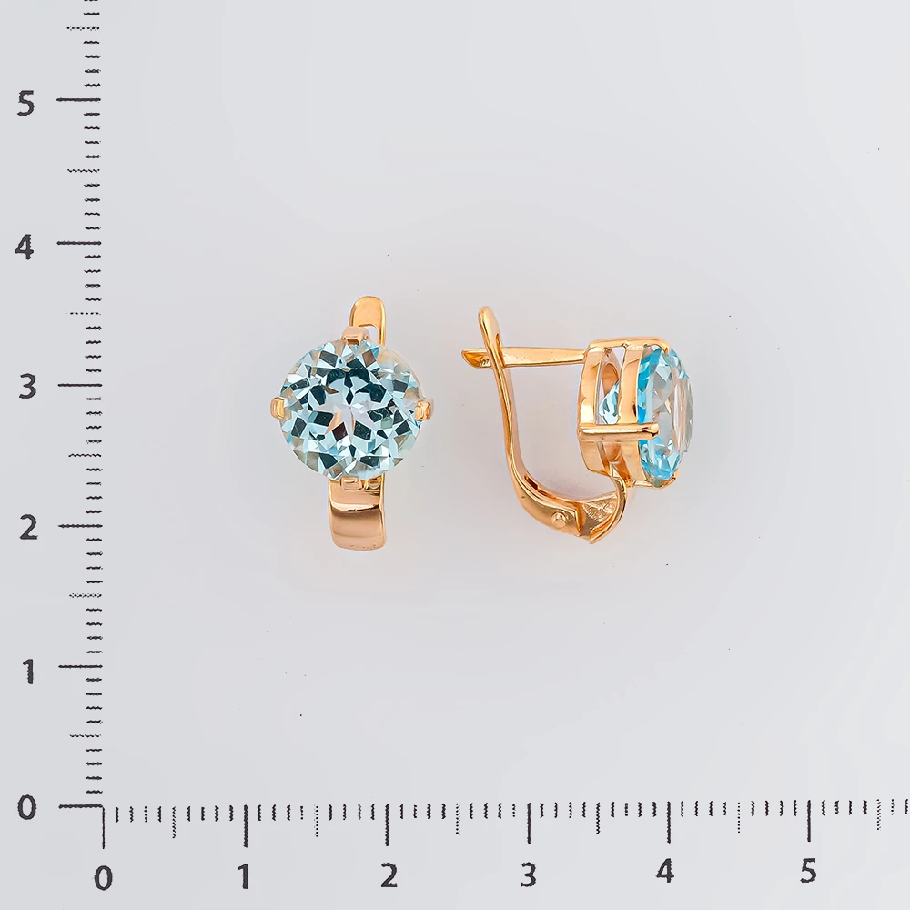 Серьги с топазом из красного золота 585 пробы